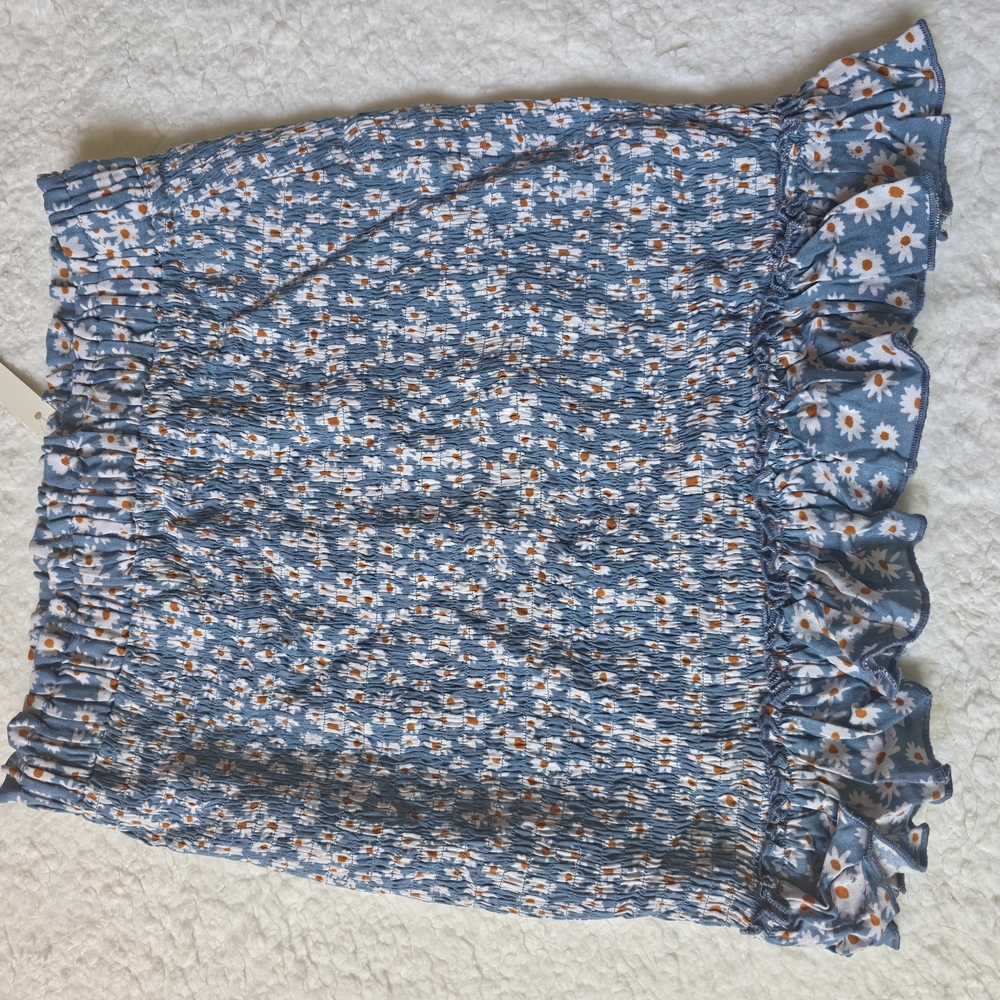 Floral Blue Ruffle Skirt